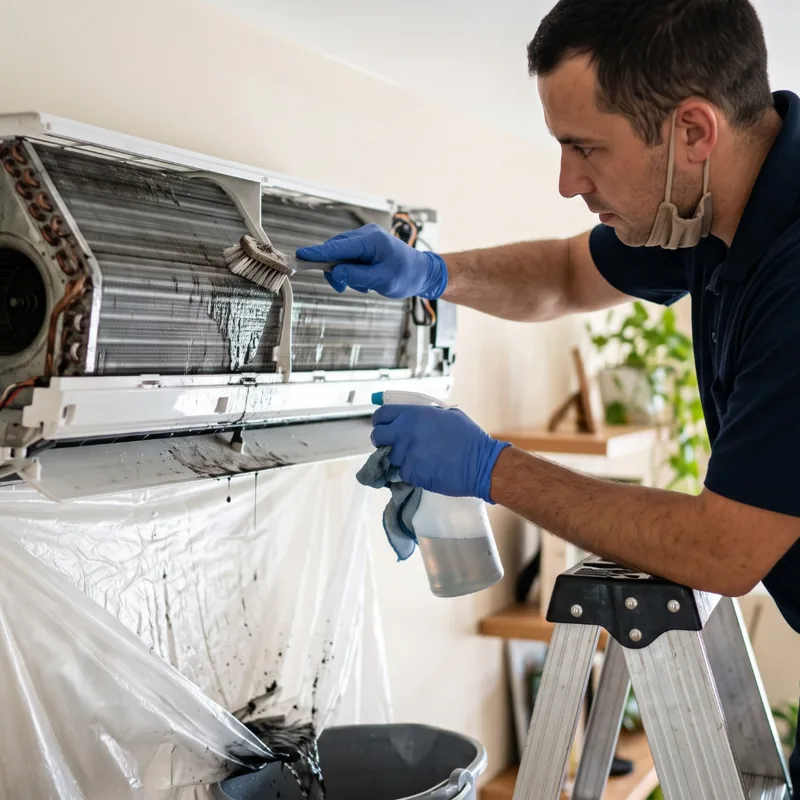 Indoor unit filters and coil serviced
