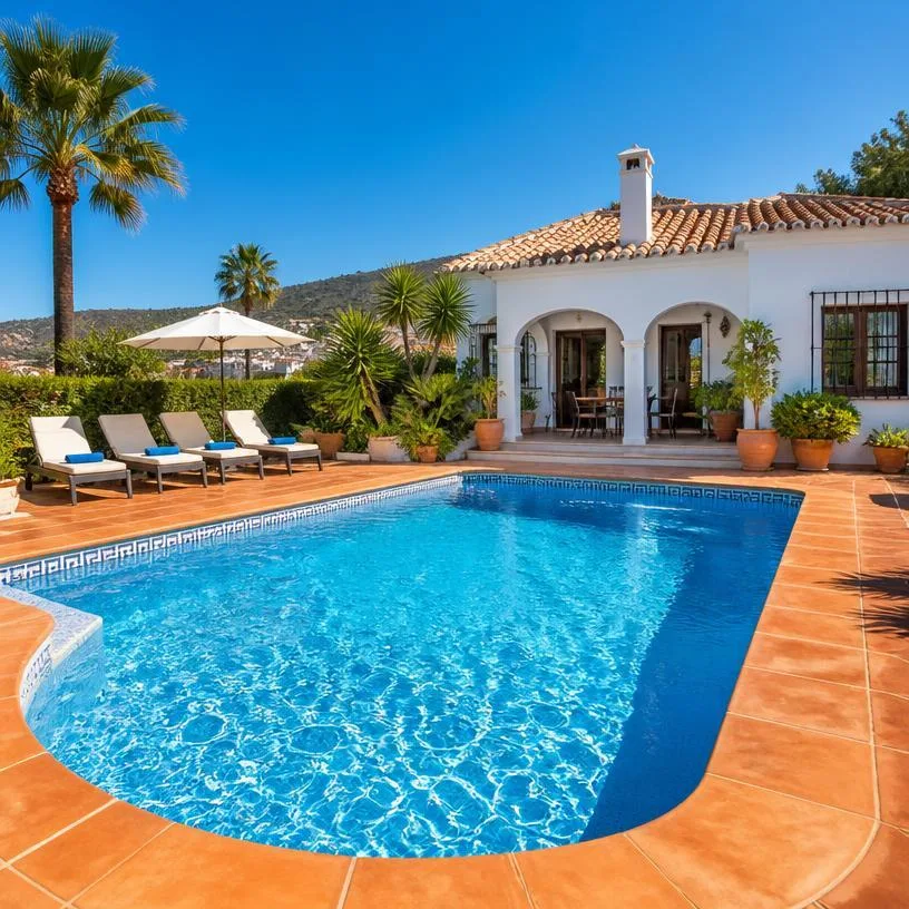 Pool water balanced and crystal clear before the owners land on Friday.